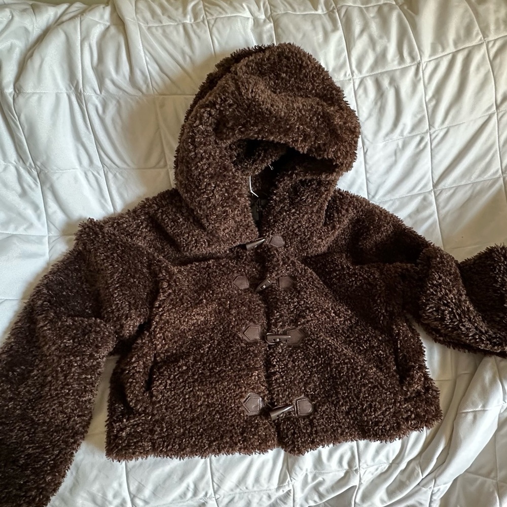 Cozy Brown Hooded Teddy Jacket
